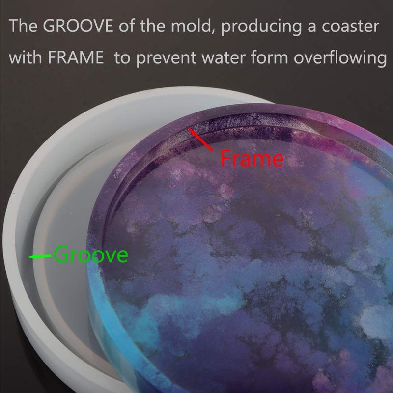 VTurboWay 4 Pack Big DIY Round Coaster Silicone Mold, Diameter 3.94"/10cm, Molds for Casting with Resin, Cement - Image 5